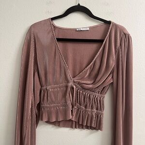 Zara Women's Blush Pleated Blouse